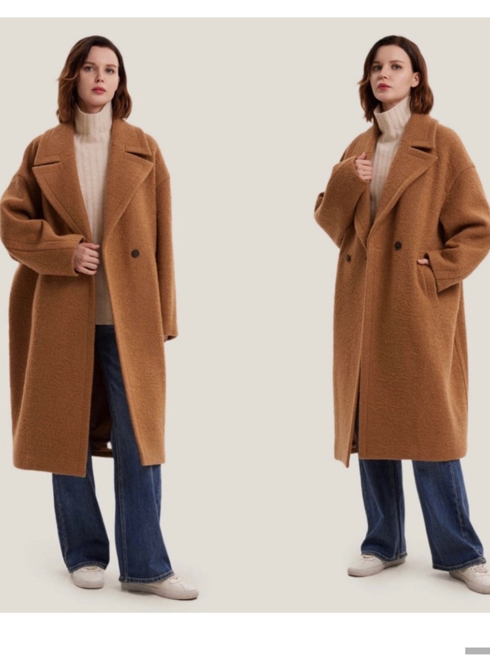 Nap Remy Double-Breasted Wool Felt Coat camel brown $300 rare fall winter